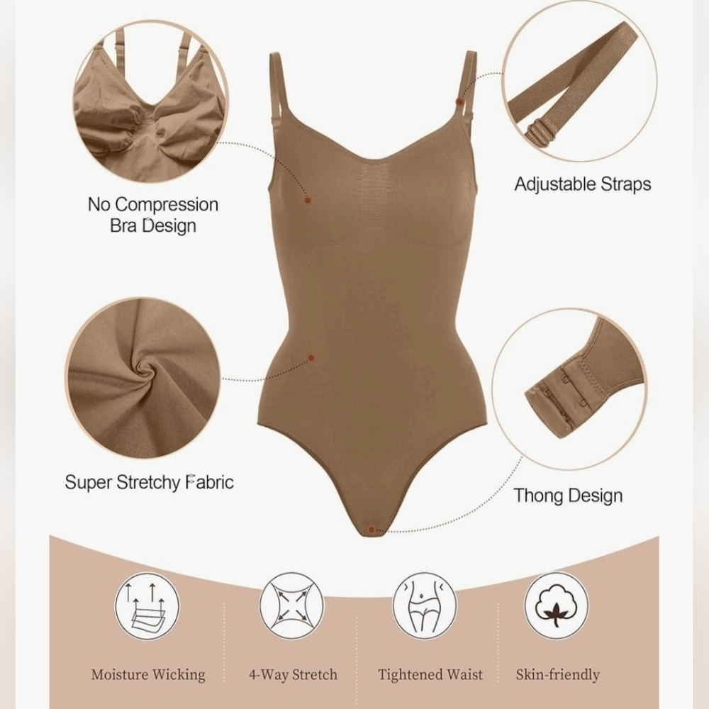 SHAPERX Tummy Control Shapewear djustable Straps Seamless Thong Body Shaper #753 - Picture 10 of 10